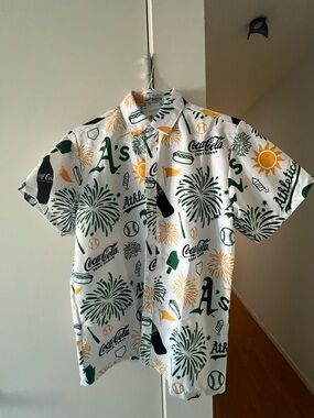Oakland Athletics A’s Hawaiian Button-up Graphic Shirt Top MLB
